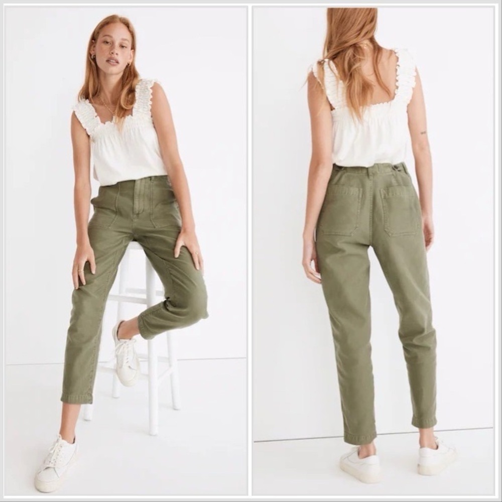 Madewell Griff Tapered Fatigue Cargo‎ Pants Dried Clover Green 25 Relaxed